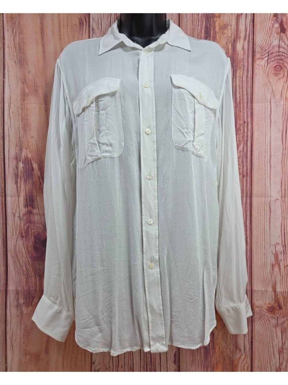 Polo Ralph Lauren White Sheer Long Sleeve Blouse Shirt Medium NWOT